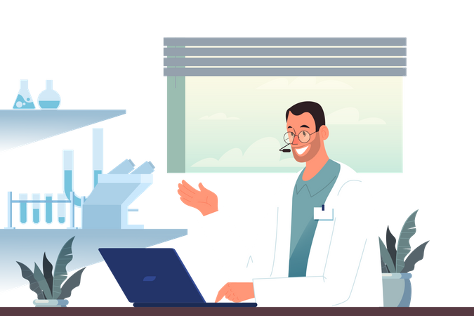 Doctor consulting patient by video conference Illustration