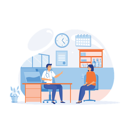 Doctor consulting patient for medicine intake  Illustration