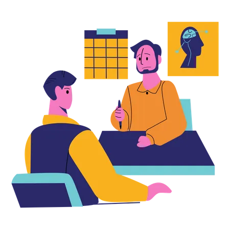 Doctor consulting to male patient Illustration