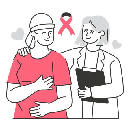 Doctor Consulting with Breast Cancer Survivor  Illustration