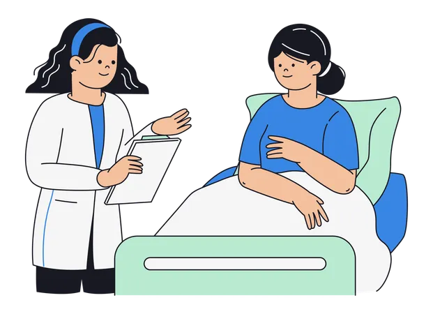 Doctor Consulting with Patient in Hospital  Illustration