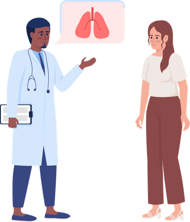 Doctor consulting woman with lung disease Illustration