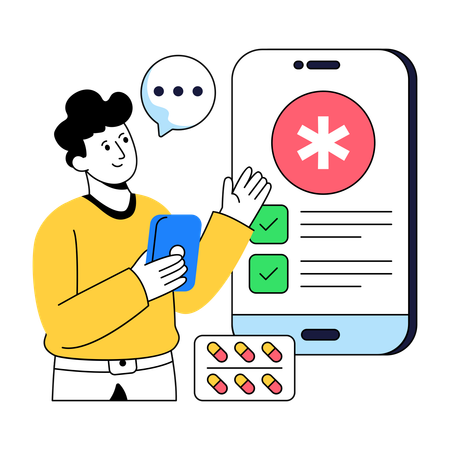 Doctor consults Medical App  Illustration