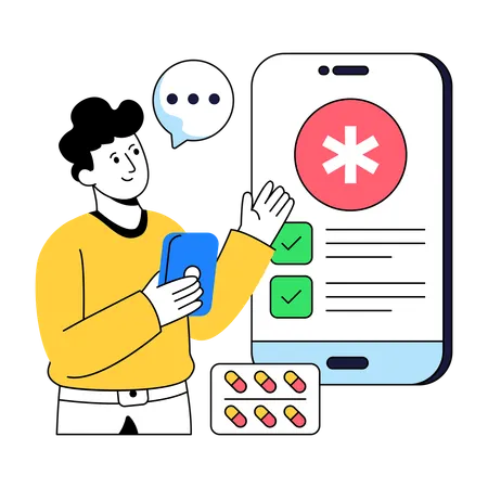 Doctor consults Medical App  Illustration