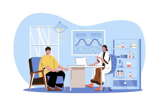 Doctor consults patient in office Illustration
