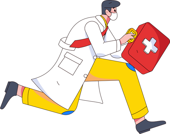 Doctor corriendo para trabajo de emergencia  Ilustración