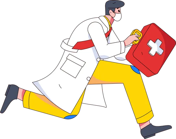 Doctor corriendo para trabajo de emergencia  Ilustración