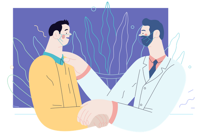 Doctor dando consejos al paciente  Ilustración