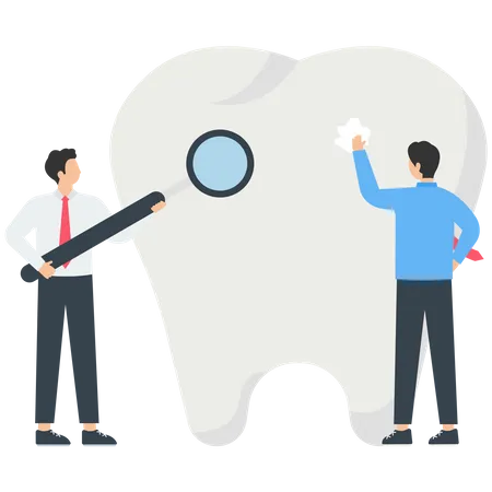 Doctor dentist and medical staff taking care about patients teeth  Illustration
