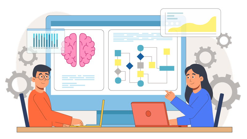 Doctor discusses patient report with AI Chatbot  Illustration