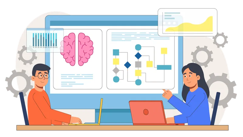 Doctor discusses patient report with AI Chatbot  Illustration