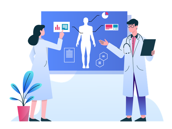 Doctor doing analysis on patients body  Illustration