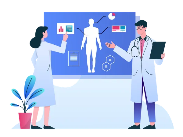 Doctor doing analysis on patients body  Illustration