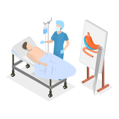 Doctor doing bariatic surgery for patient  Illustration