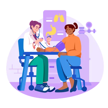 Doctor doing blood pressure test of patient  Illustration