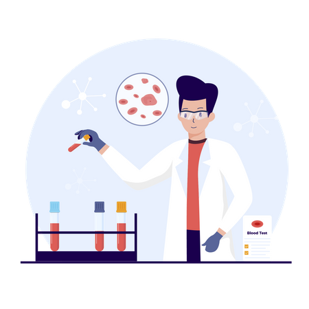 Doctor doing Blood test  イラスト