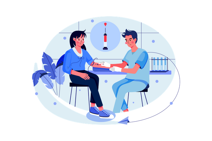 Doctor doing blood test of patient  イラスト