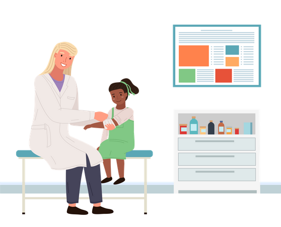 Doctor doing check up of kid Illustration
