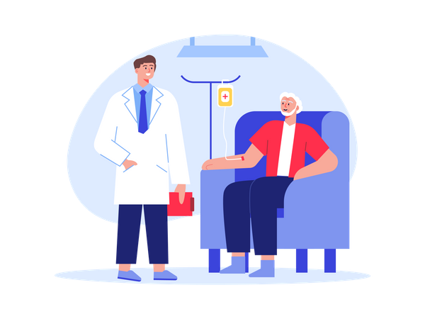 Doctor doing checkup of aged man  Illustration