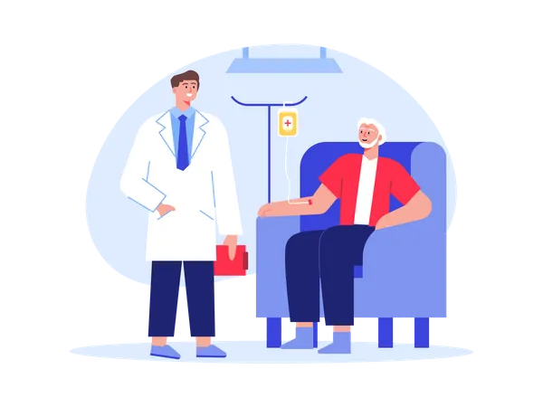 Doctor doing checkup of aged man  Illustration