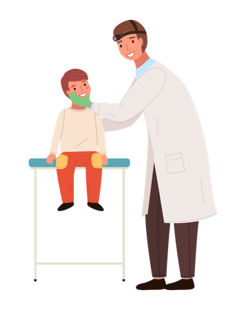 Doctor doing checkup of child Illustration