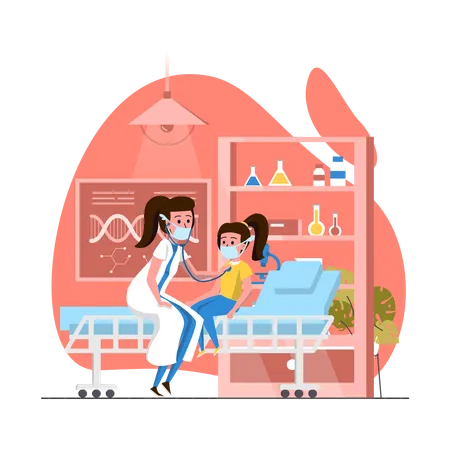 Doctor doing checkup of girl  Illustration