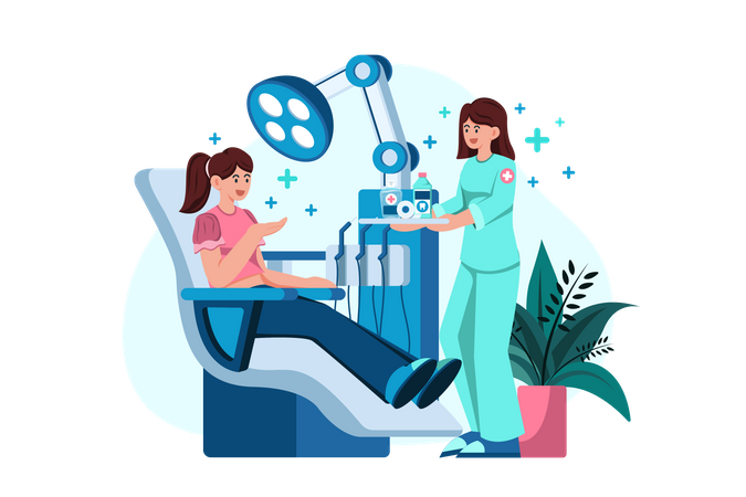 Doctor doing checkup of girl  Illustration