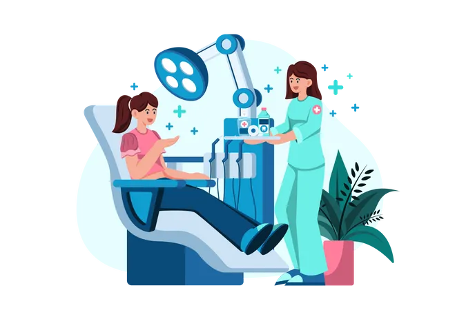 Doctor doing checkup of girl  Illustration