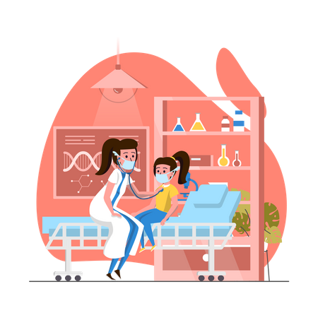 Doctor doing checkup of girl  Illustration