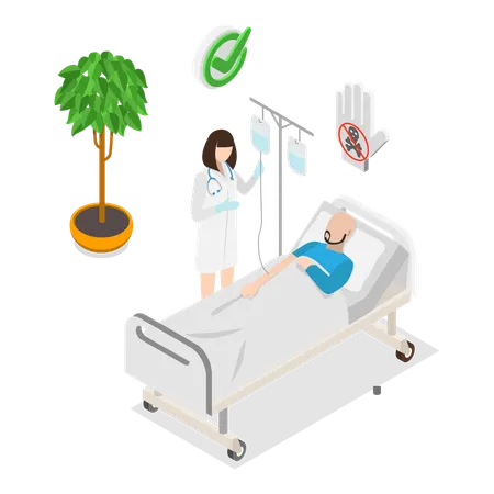 Doctor doing checkup of hospitalized patient  Illustration