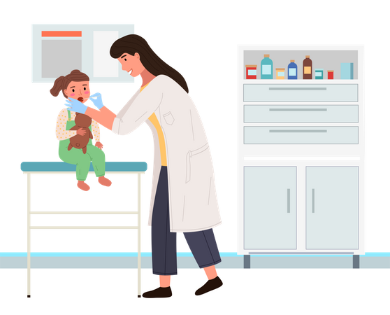 Doctor doing checkup of kid  Illustration