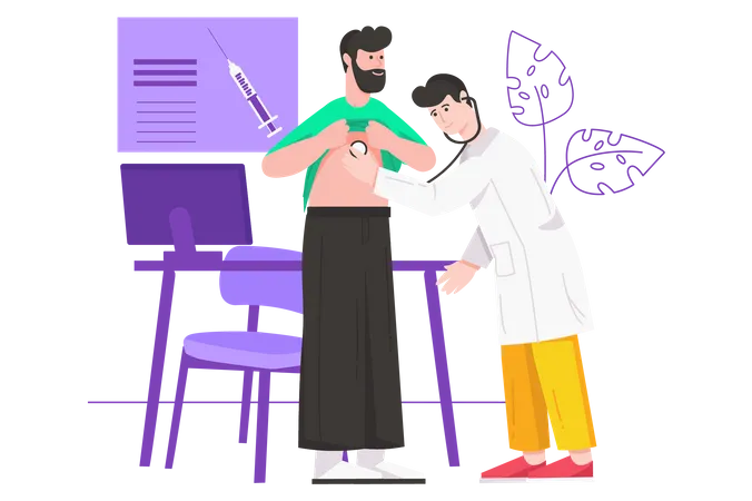 Doctor doing checkup of patient  Illustration
