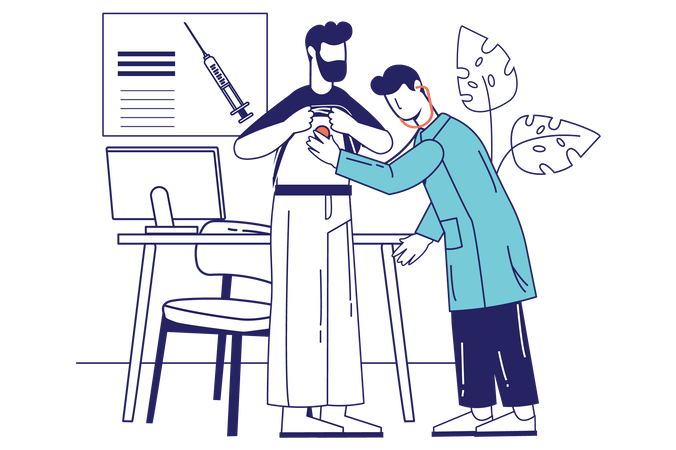 Doctor doing checkup of patient Illustration