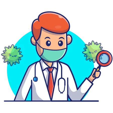 Doctor doing corona research Illustration