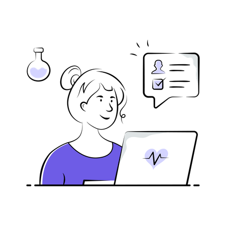 Doctor doing Data Analysis of patient's record  Illustration