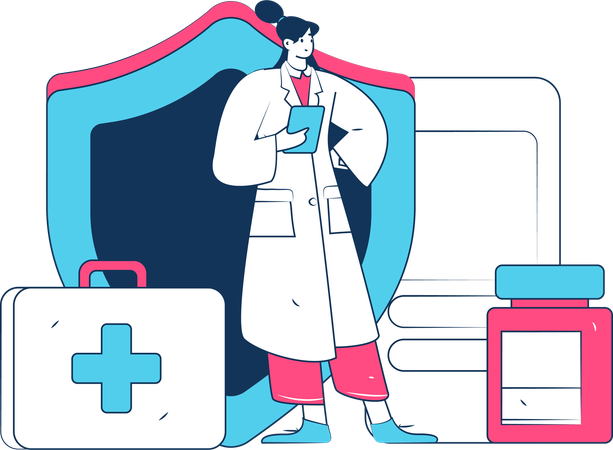 Doctor doing diagnostic  research  Illustration