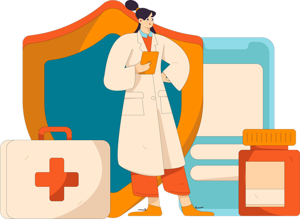 Doctor doing diagnostic  research  Illustration