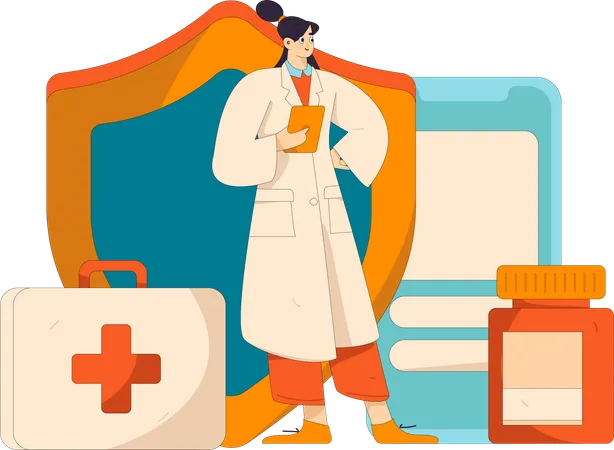 Doctor doing diagnostic  research  Illustration