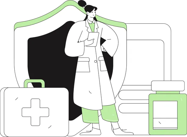 Doctor doing diagnostic  research  Illustration