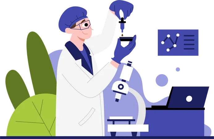 Dive Into The World Of Medical With An Illustration Of A Scienctist Testing Sample In The Laboratory Designed For Those With A Passion For Health This Work Of Art Captures The Essence Of Compassion Expertise And Human Connection In Health Care Illustration