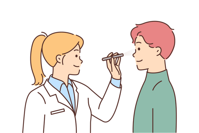 Doctor doing eye checkup  Illustration