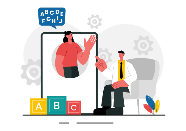 Doctor doing Fluency Disorders checkup  Illustration