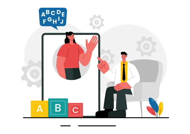 Doctor doing Fluency Disorders checkup  Illustration