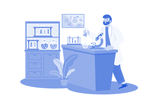 Doctor Doing Laboratory Research  Illustration