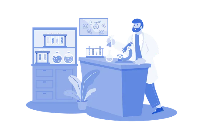 Doctor Doing Laboratory Research  Illustration