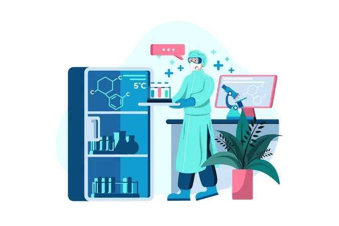 Doctor doing laboratory research Illustration