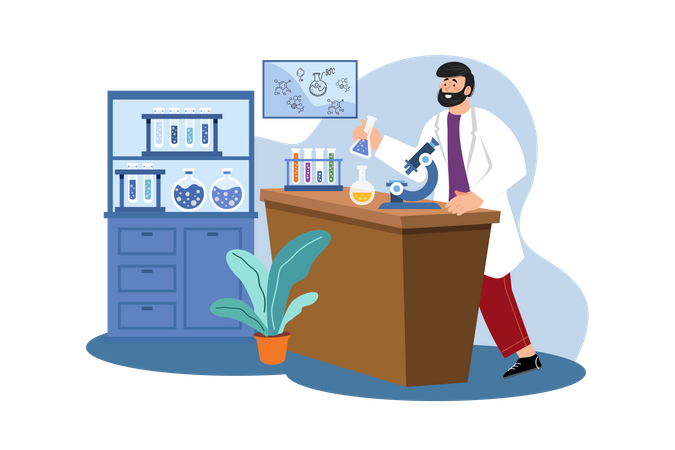 Doctor doing laboratory research Illustration
