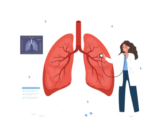 Doctor Doing Lungs Checkup  Illustration