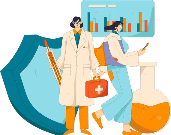 Doctor doing medical analysis  Illustration