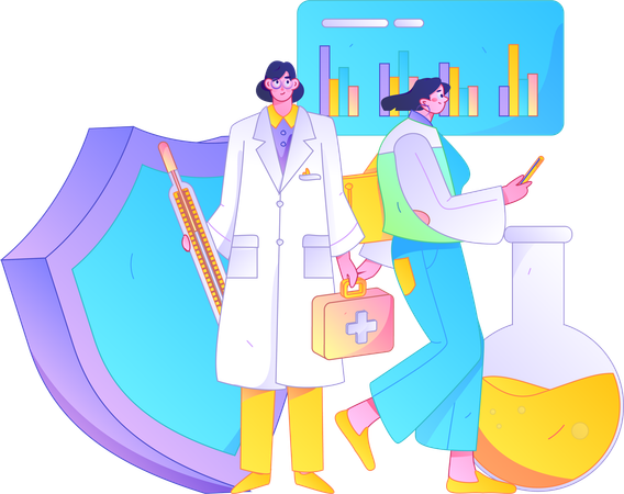 Doctor doing medical analysis  Illustration